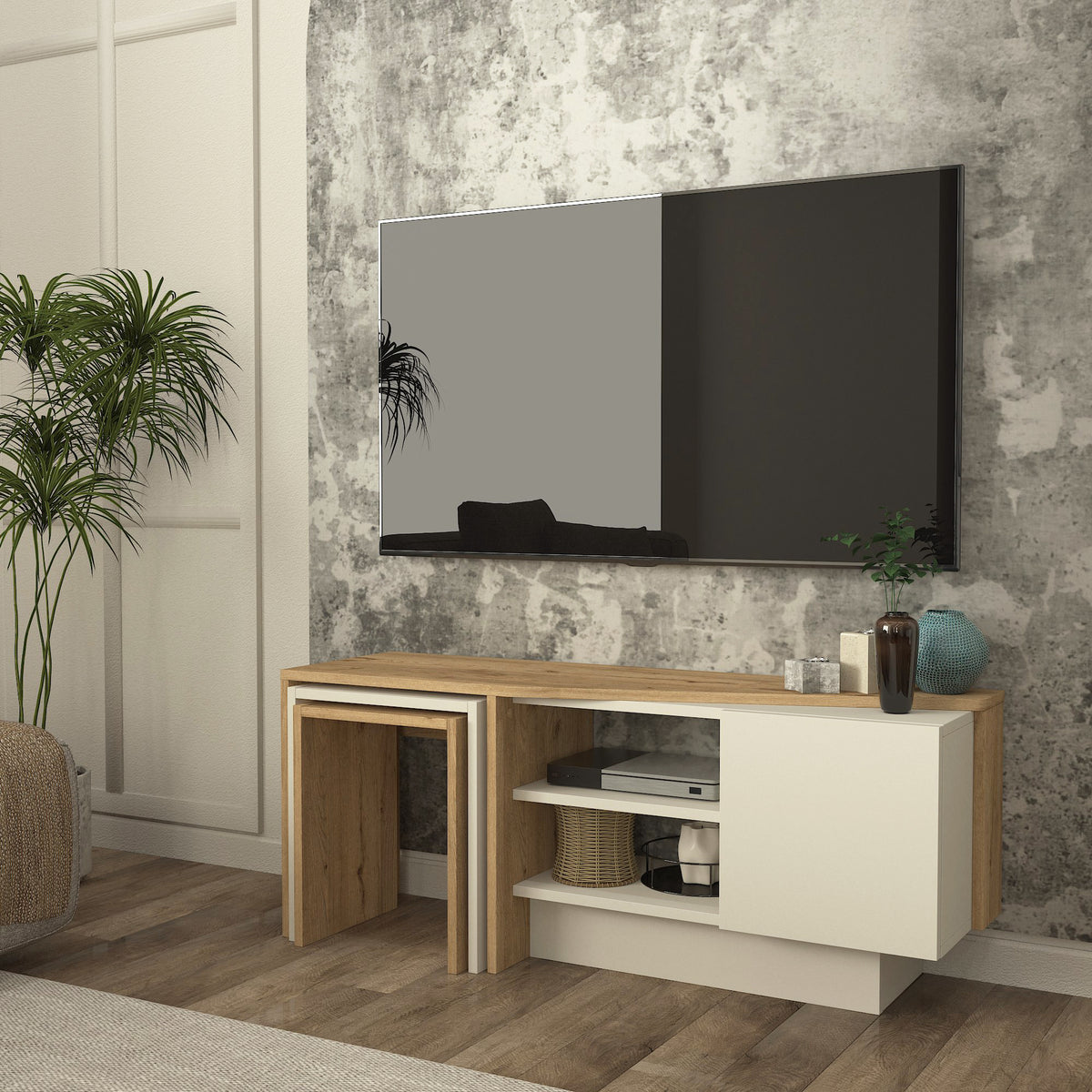 Rodega TV Stand with Nesting Tables