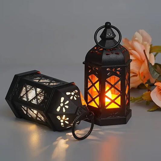 2pcs Flameless Candle Lantern, Vintage Black - Urban Lifestyle Furniture Trading LLC