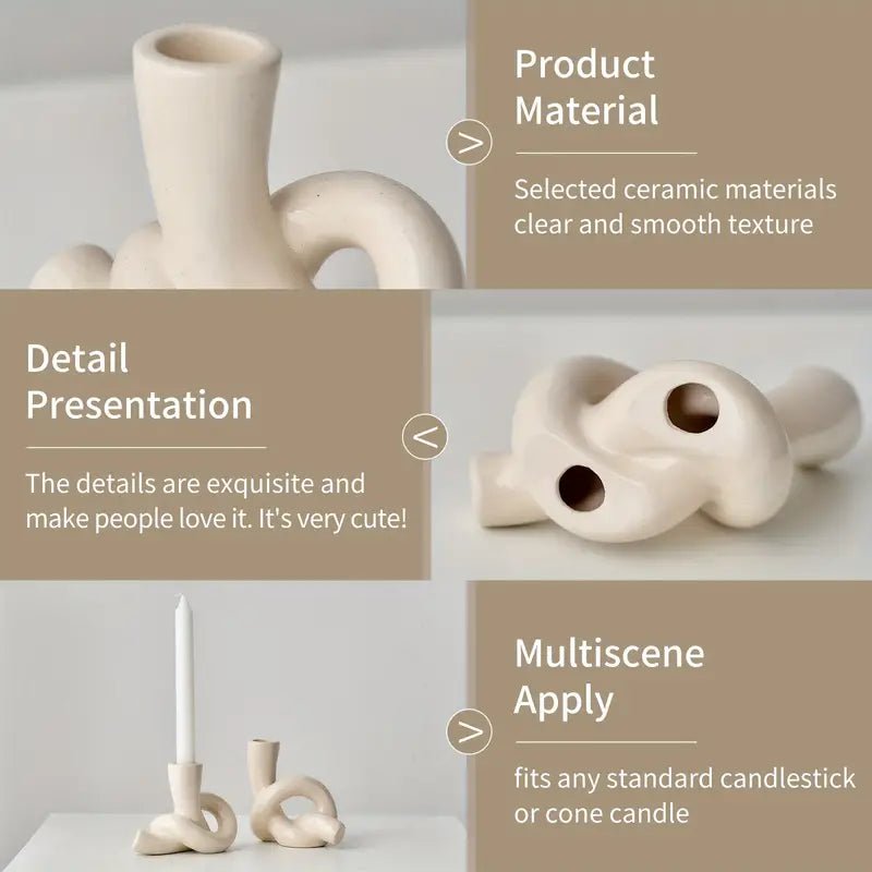 2pcs/set Ceramic Knot Shape Candle Holder - Urban Lifestyle Furniture Trading LLC