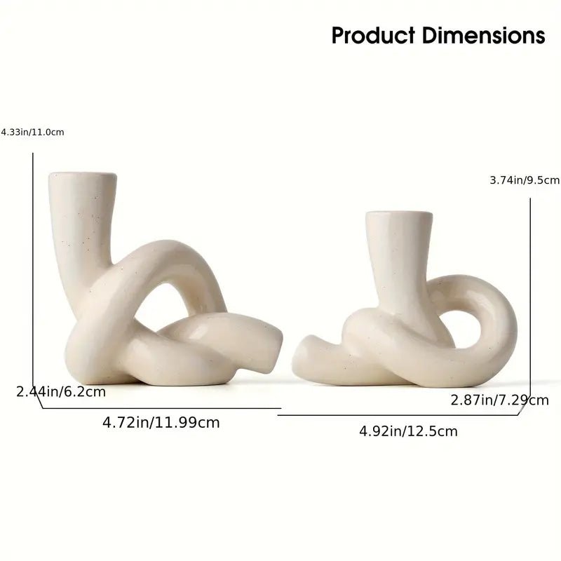 2pcs/set Ceramic Knot Shape Candle Holder - Urban Lifestyle Furniture Trading LLC
