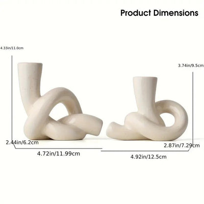 2pcs/set Ceramic Knot Shape Candle Holder - Urban Lifestyle Furniture Trading LLC