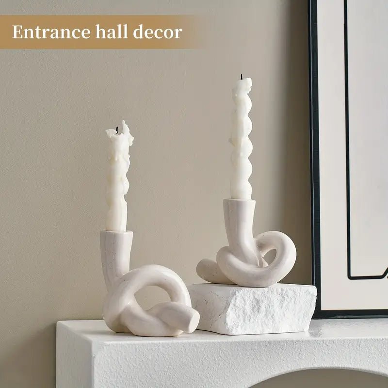 2pcs/set Ceramic Knot Shape Candle Holder - Urban Lifestyle Furniture Trading LLC