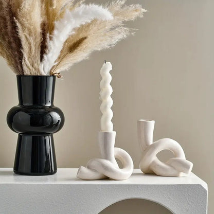 2pcs/set Ceramic Knot Shape Candle Holder - Urban Lifestyle Furniture Trading LLC