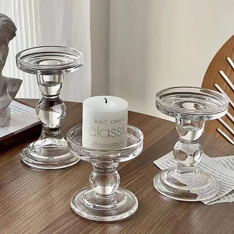 3pc Roman Column Glass Candle Holder - Urban Lifestyle Furniture Trading LLC