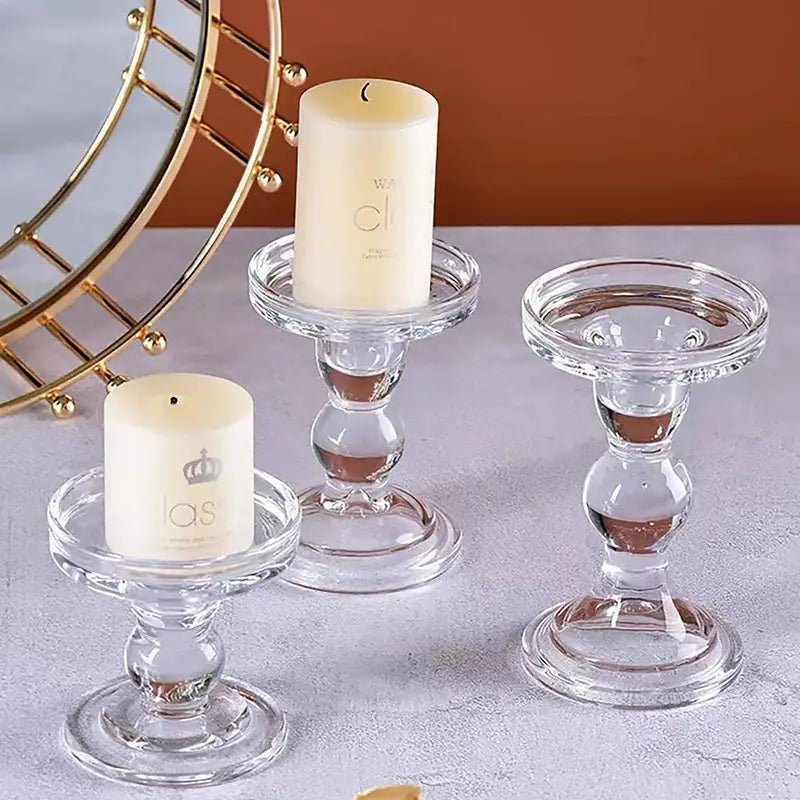 3pc Roman Column Glass Candle Holder - Urban Lifestyle Furniture Trading LLC