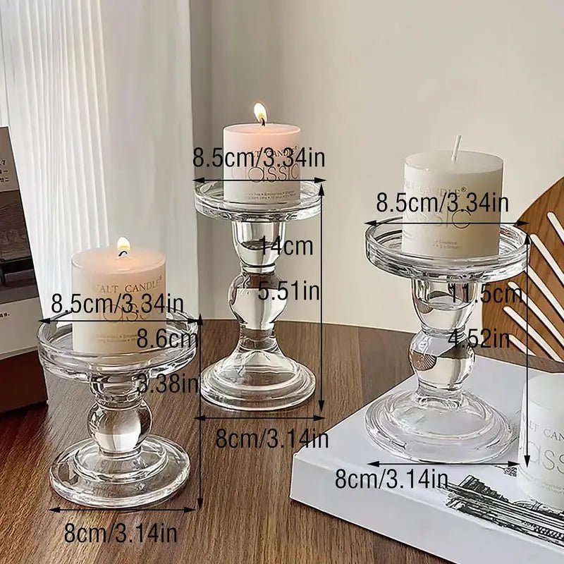 3pc Roman Column Glass Candle Holder - Urban Lifestyle Furniture Trading LLC