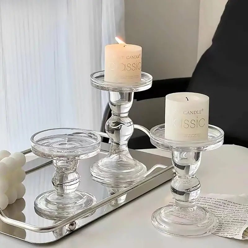 3pc Roman Column Glass Candle Holder - Urban Lifestyle Furniture Trading LLC