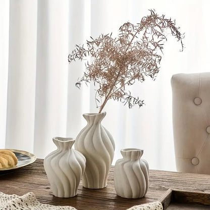 3pcs Elegant White Ceramic Vase Set - Urban Lifestyle Furniture Trading LLC