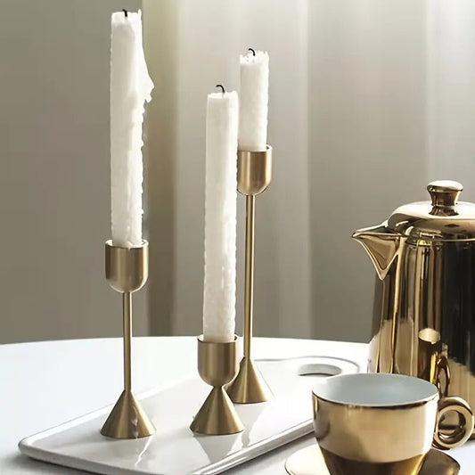 3pcs/set, Copper - Plated Color Candle Holders - Urban Lifestyle Furniture Trading LLC