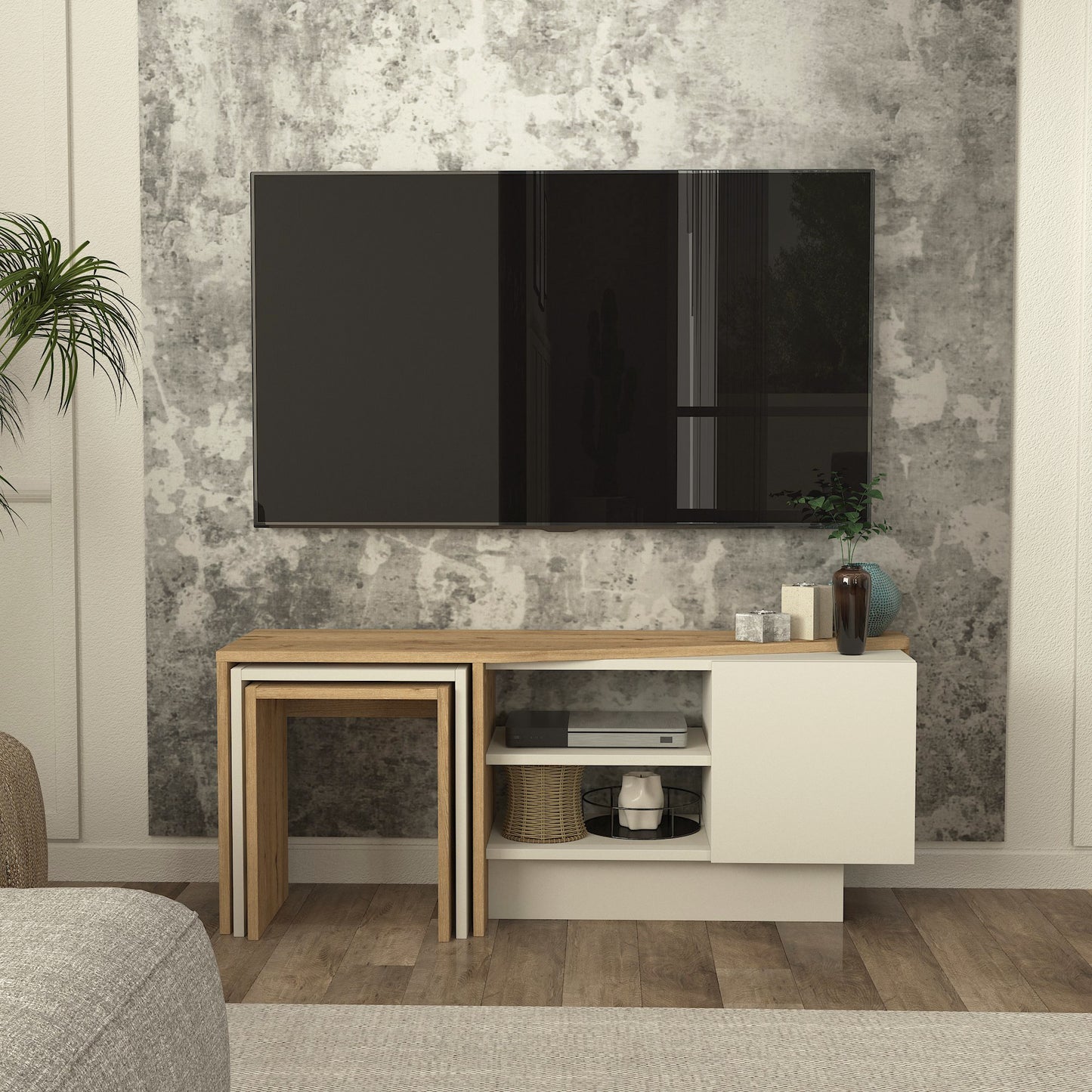 Rodega TV Stand with Nesting Tables