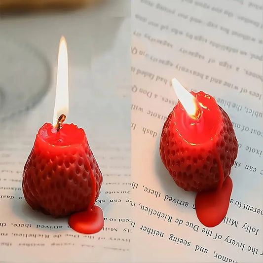 4packs Strawberry Shaped Scented Candles - 75G Fruit Aroma Soy Wax - Urban Lifestyle Furniture Trading LLC