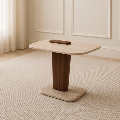 Mondo Coffee Table Set Walnut Travertine