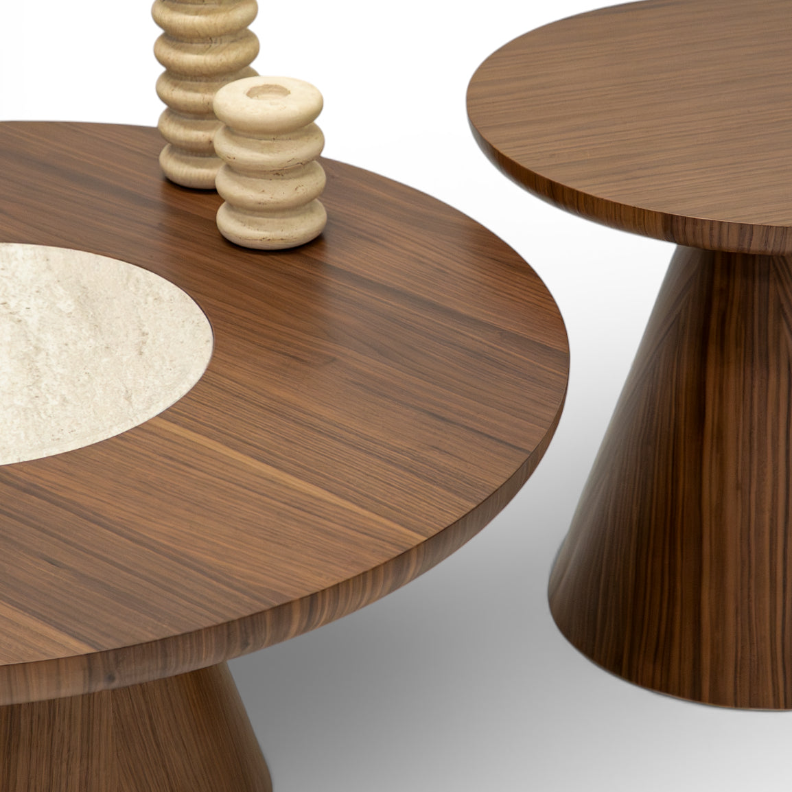 Hover Coffee Table Set Walnut Travertine