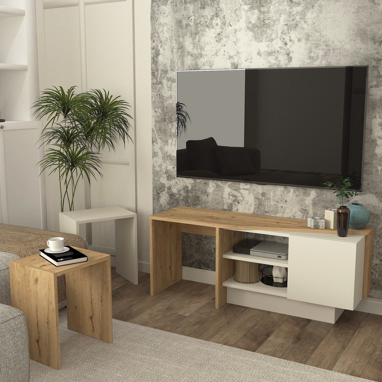 Rodega TV Stand with Nesting Tables