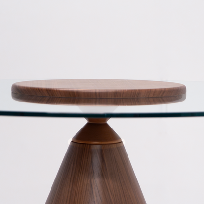 Kinder Round Glass Dining Table Brown
