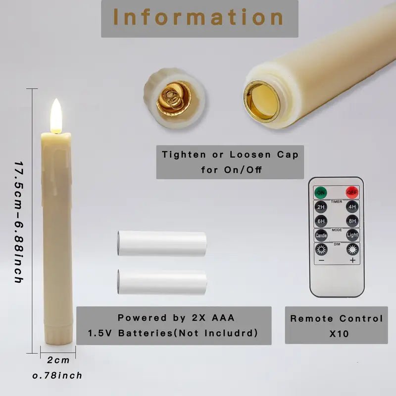 6pcs Flameless Flickering Candle Set with Remote, Beige LED Candles - Urban Lifestyle Furniture Trading LLC