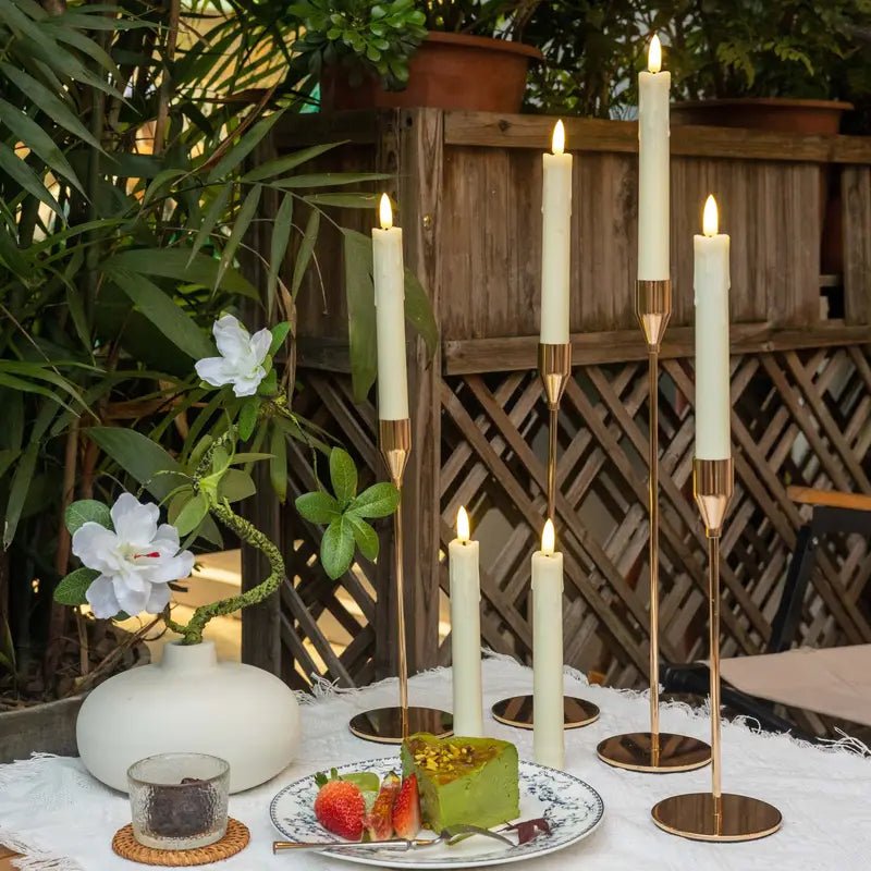 6pcs Flameless Flickering Candle Set with Remote, Beige LED Candles - Urban Lifestyle Furniture Trading LLC