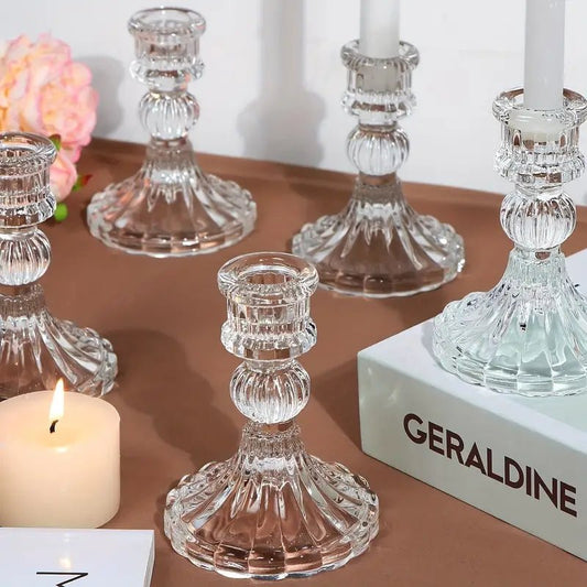6pcs Tapered Glass Candle Holders - Urban Lifestyle Furniture Trading LLC