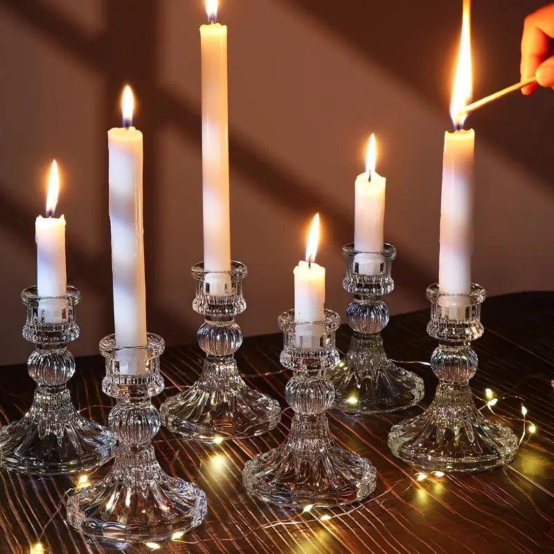 6pcs Tapered Glass Candle Holders - Urban Lifestyle Furniture Trading LLC