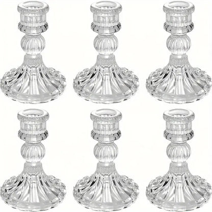 6pcs Tapered Glass Candle Holders - Urban Lifestyle Furniture Trading LLC