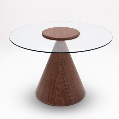 Kinder Round Glass Dining Table Brown