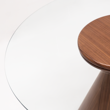 Kinder Round Glass Dining Table Brown
