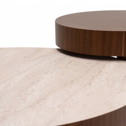 Baron Coffee Table Set Walnut Travertine
