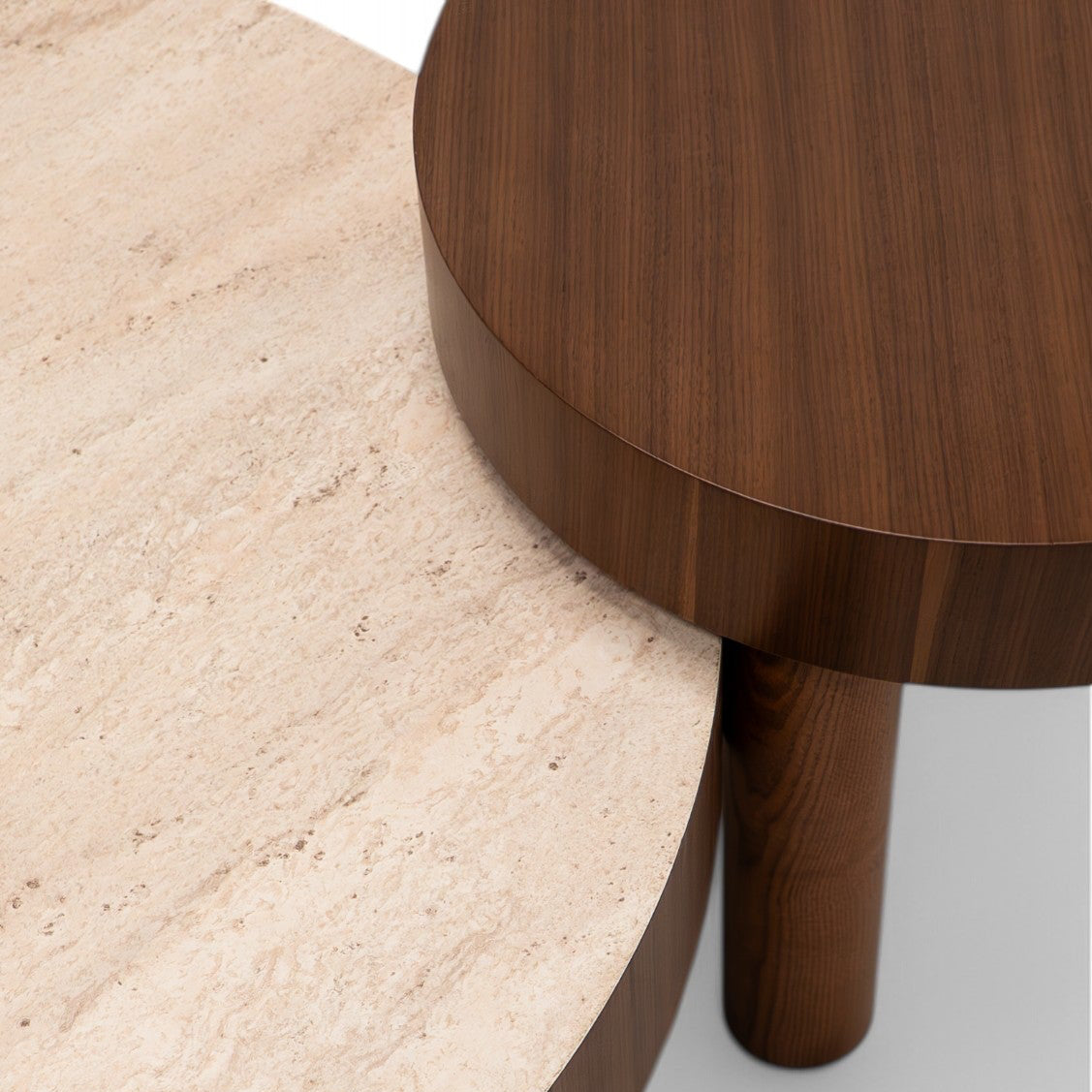 Baron Coffee Table Set Walnut Travertine
