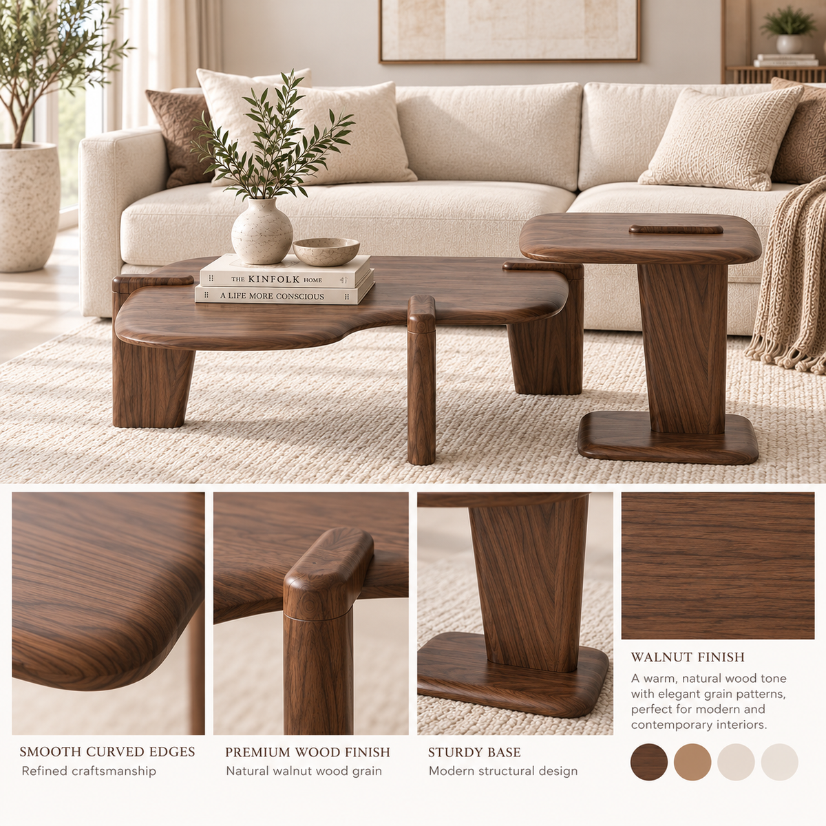 Craft Coffee Table Set Walnut