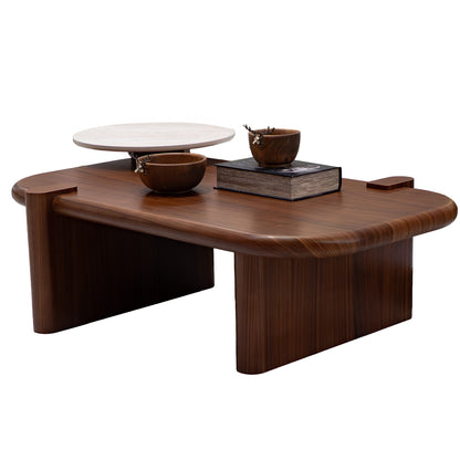 Volo Coffee Table Set Walnut Travertine