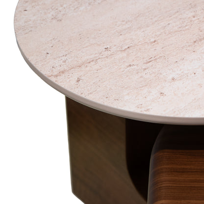 Volo Coffee Table Set Walnut Travertine