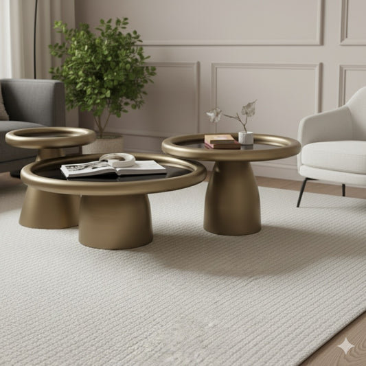 Intense Gold Black Coffee Table Set