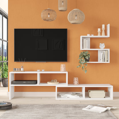 Veloura TV Unit with Wall Shelves White