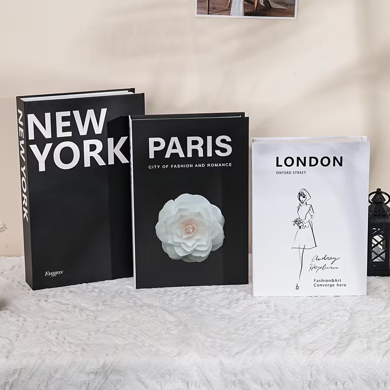Set of 3 Decorative City Fake Books
