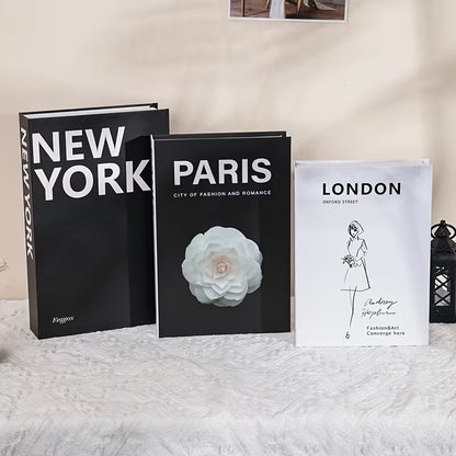 Set of 3 Decorative City Fake Books