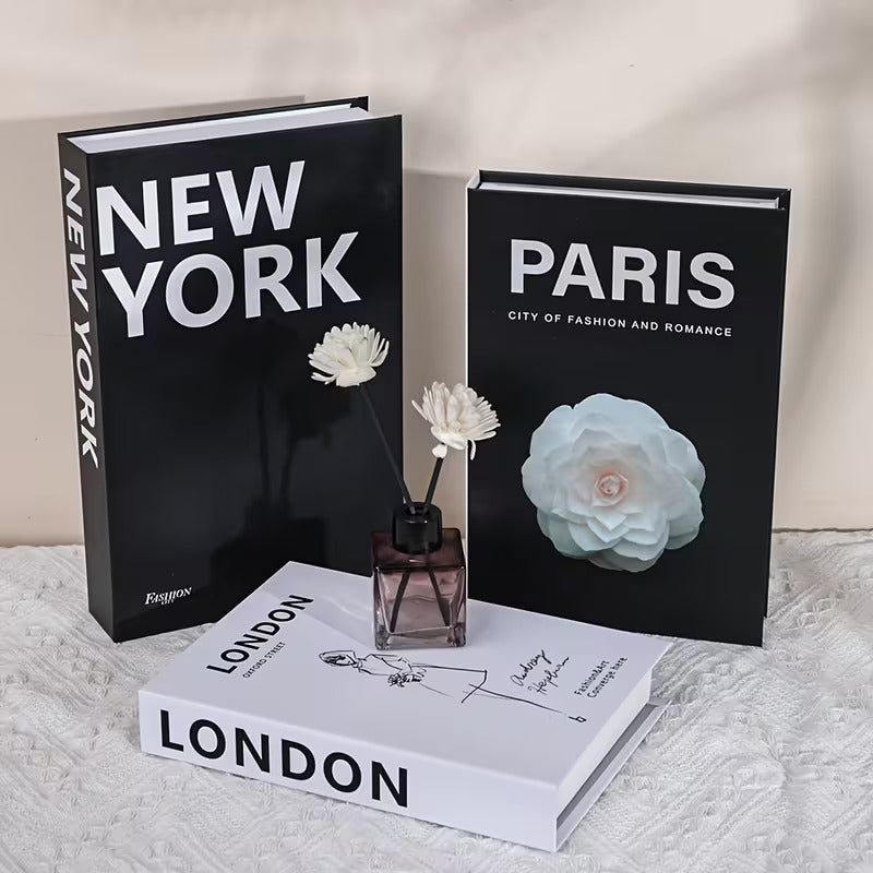 Set of 3 Decorative City Fake Books