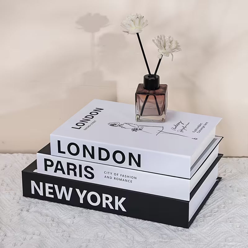 Set of 3 Decorative City Fake Books