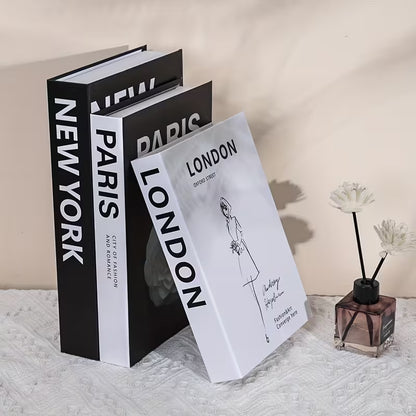 Set of 3 Decorative City Fake Books
