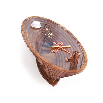 Zaina Glass Top Coffee Table Walnut