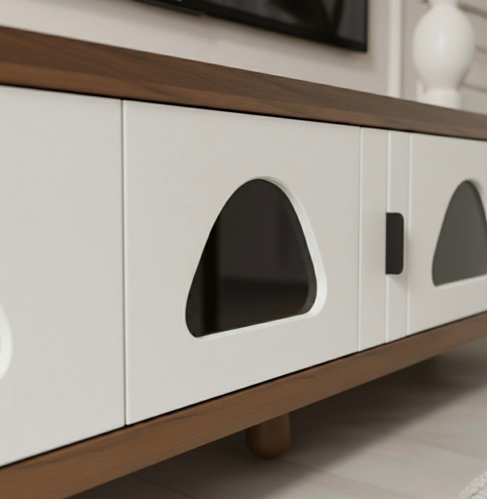 Advent Tv Unit Walnut Cream 200cm - Urban Lifestyle Furniture