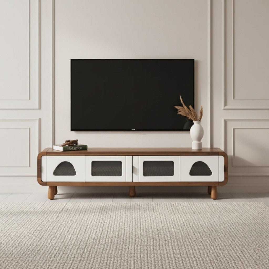 Advent Tv Unit Walnut Cream 200cm - Urban Lifestyle Furniture