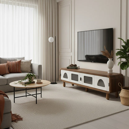 Advent Tv Unit Walnut Cream 200cm - Urban Lifestyle Furniture