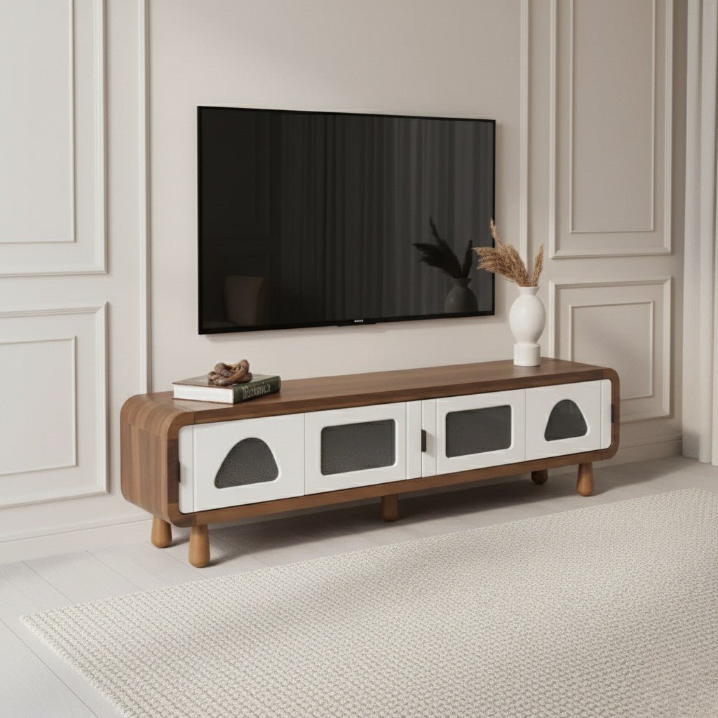 Advent Tv Unit Walnut Cream 200cm - Urban Lifestyle Furniture