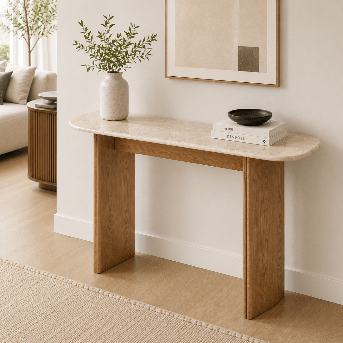 Arabia Marble Console Table Beige - Urban Lifestyle General Trading LLC