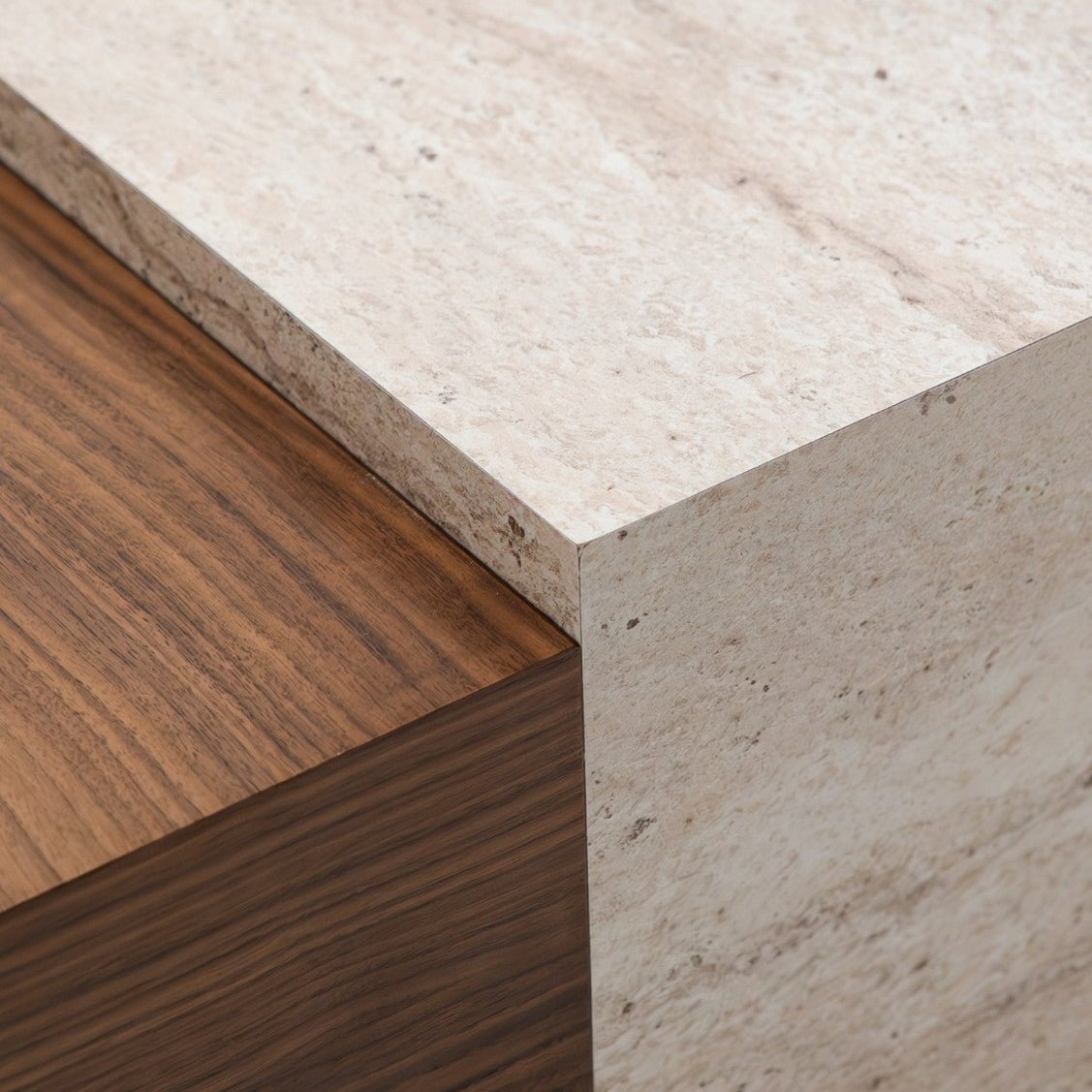 Arles Coffee Table Set Walnut Travertine - Urban Lifestyle General Trading LLC