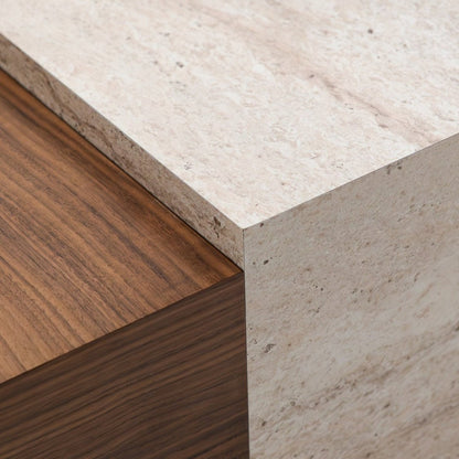Arles Coffee Table Set Walnut Travertine - Urban Lifestyle General Trading LLC