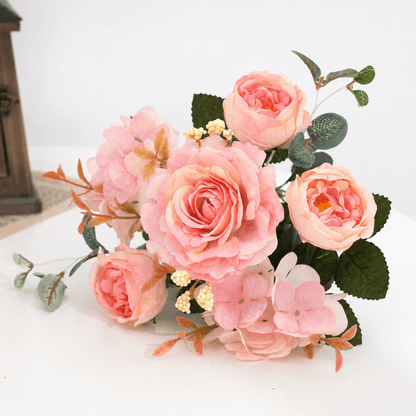 Artificial Hibiscus Rose Bouquet – Pink, 12 Heads - Urban Lifestyle General Trading LLC
