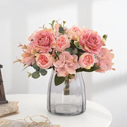 Artificial Hibiscus Rose Bouquet – Pink, 12 Heads - Urban Lifestyle General Trading LLC