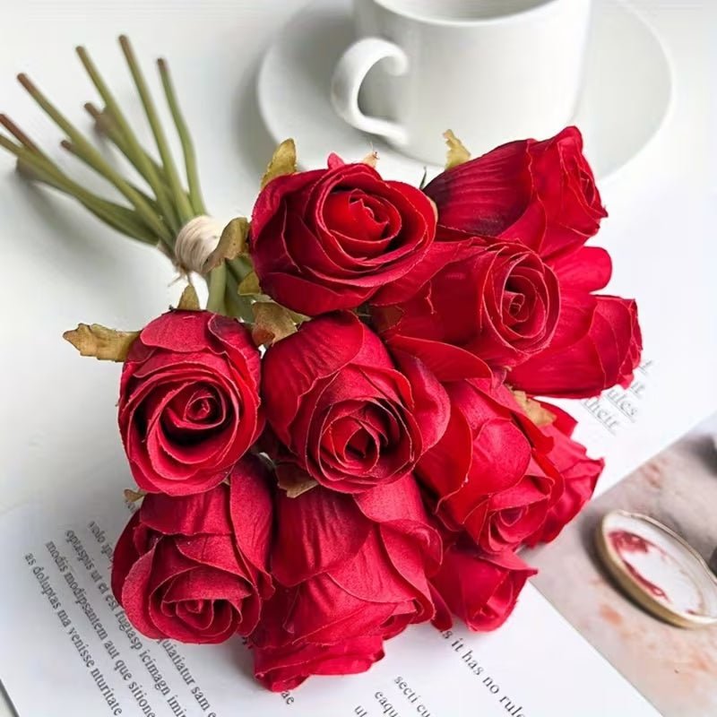 Artificial Red Roses Bouquet 12pcs - Urban Lifestyle General Trading LLC