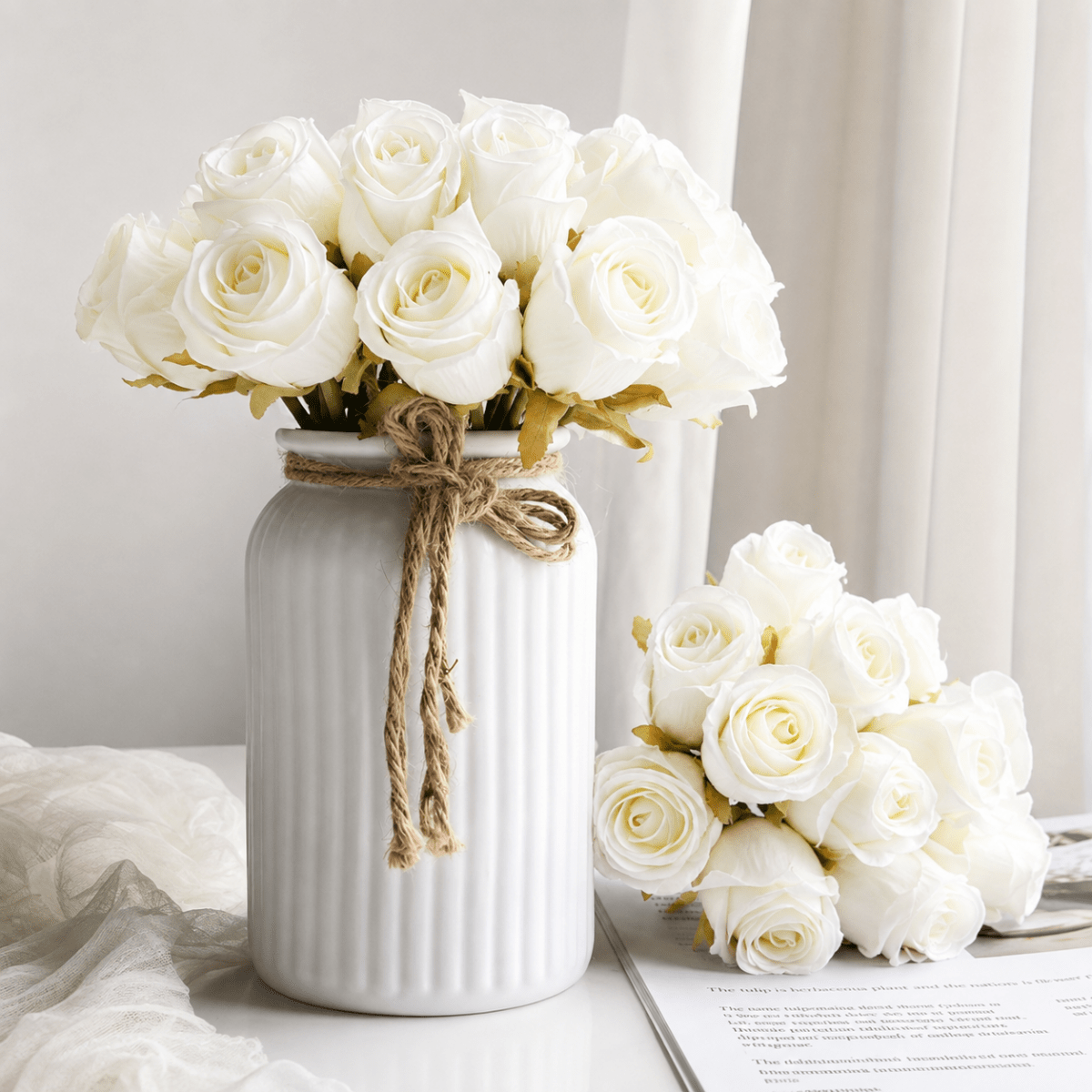 Artificial Rose Bouquet – White, 12pcs - Urban Lifestyle General Trading LLC